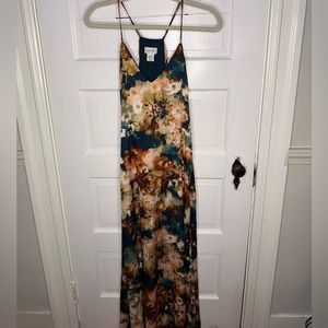 Nicole Miller Satin Floral Maxi Dress Size Small